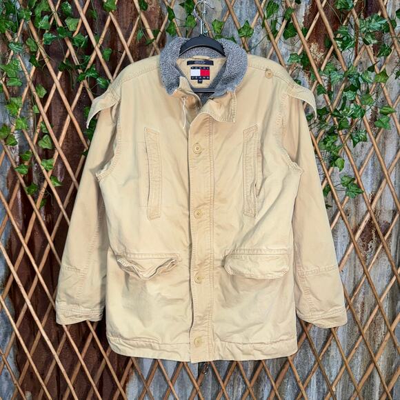 Vintage Y2K Tommy Hilfiger jeans 00 khaki utility chore coat - Picture 1 of 4